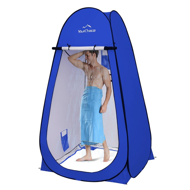 Your Choice XL Pop Up Privacy Shower Tent - Portable Changing Tent for Camping, Beach & Poolside - 82.6" Tall Double Storage Pockets & Carry Bag - Blue - Image 1